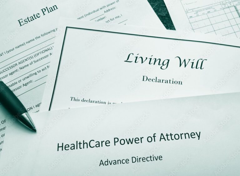 Notary reviewing estate planning and trust documents before notarization